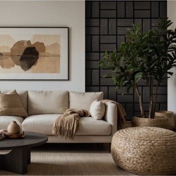 Fuse 0.6m Acoustic Wooden Parquet Wall Panel in Charcoal Oak