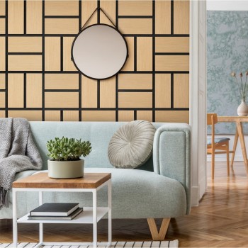 Fuse 0.6m Acoustic Wooden Parquet Wall Panel in Nautral Oak