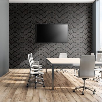 Fuse 0.6m Acoustic Wooden Shell Wall Panel in Charcoal Oak