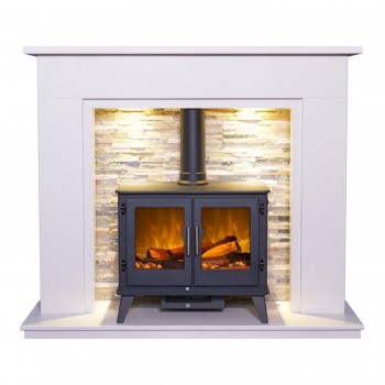 Aurora Santorini Marble Electric Fireplace