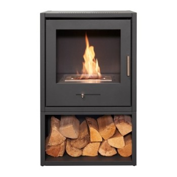 OKO S3 Bio Ethanol Stove with Log Storage