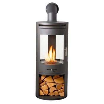 OKO S7 Bio Ethanol Panoramic Stove with Log Storage