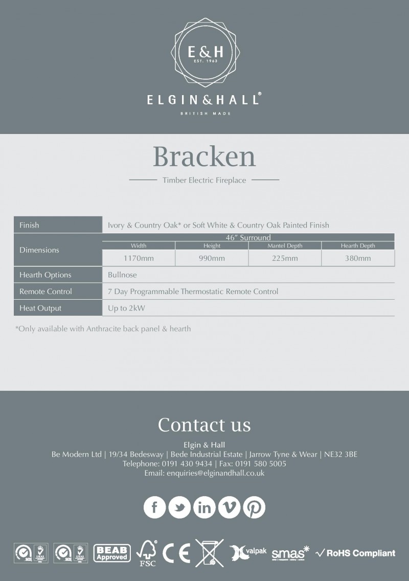 Elgin & Hall Bracken Timber Electric Fireplace